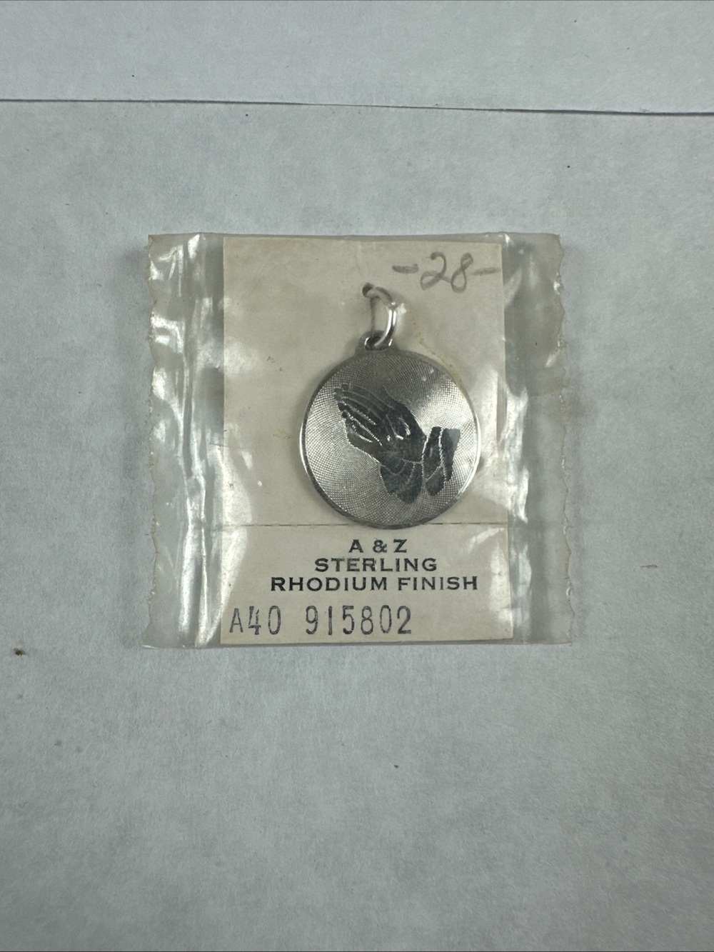 Sterling Rhodium Finish Praying Hands Pendant